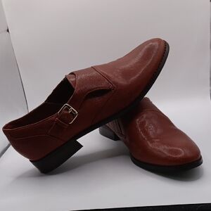 Nine West Brown Leather Monk Strap Oxfords